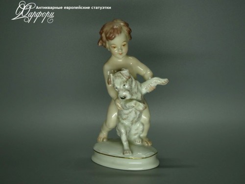 Купить фарфоровую статуэтку Rosenthal Путти с терьером